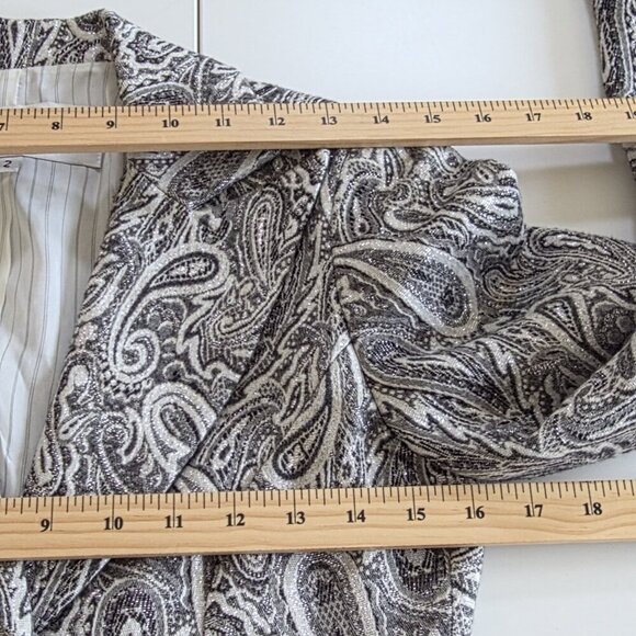 Trina Turk Blazer Womens 2 Gray Silver Paisley LS Cotton Wool Blend Party Boho - Picture 4 of 16